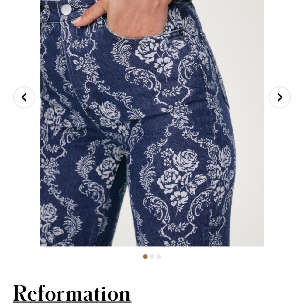 NWT Reformation Cynthia Baroque High Rise Straight Long Jeans Renaissance floral